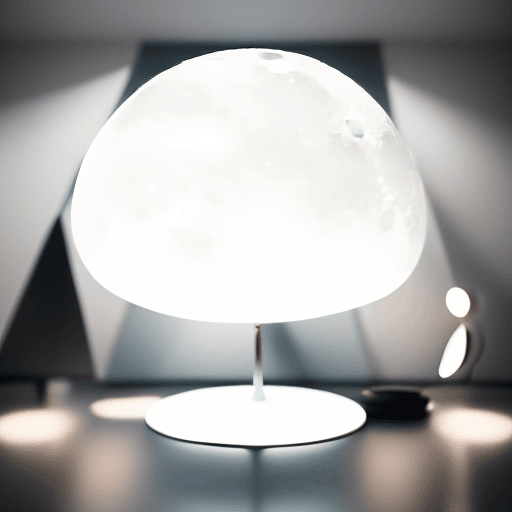 AI generated: Studio shot of a contemporary design floor stand light,dream shape, moon alike, seamless background,...