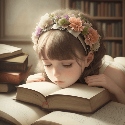 AI generated: /huge flowers  hairband mastered from books, photo realizmlism