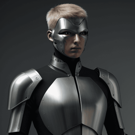 AI generated: High Definition Photo of a ultra realistic futuristic male human warrior by the name of Daedalus