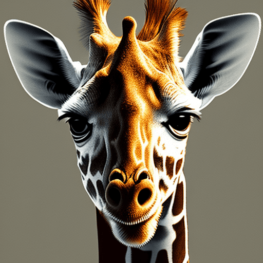 AI generated: mdjrny-v4 giraffe with a shocked expression getting hit by yellow tennis ball
