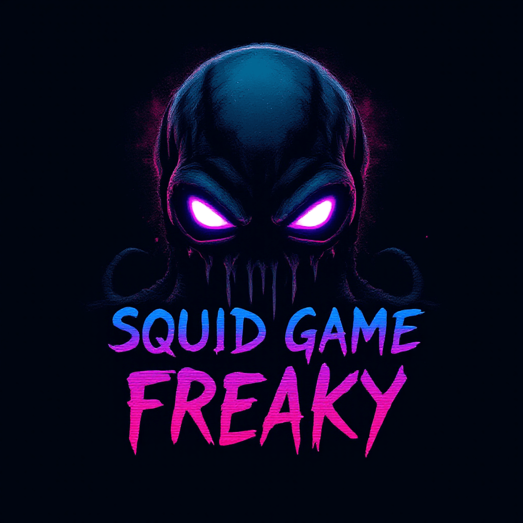 AI generated: A Squid Game-inspired logo featuring eerie yet slightly soft monster eyes. The design includes the i...