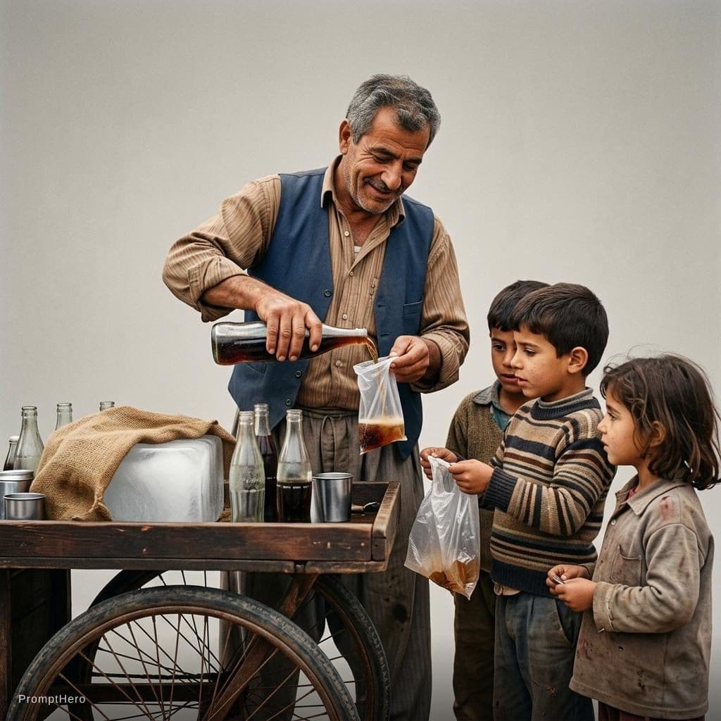 AI generated: Create a highly realistic documentary-style nostalgic street scene from old Syria.

Main subject:
A ...