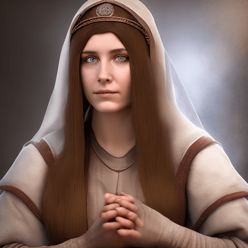 AI generated: Ultra high resolution photography of a medieval young female healer, named Loretta