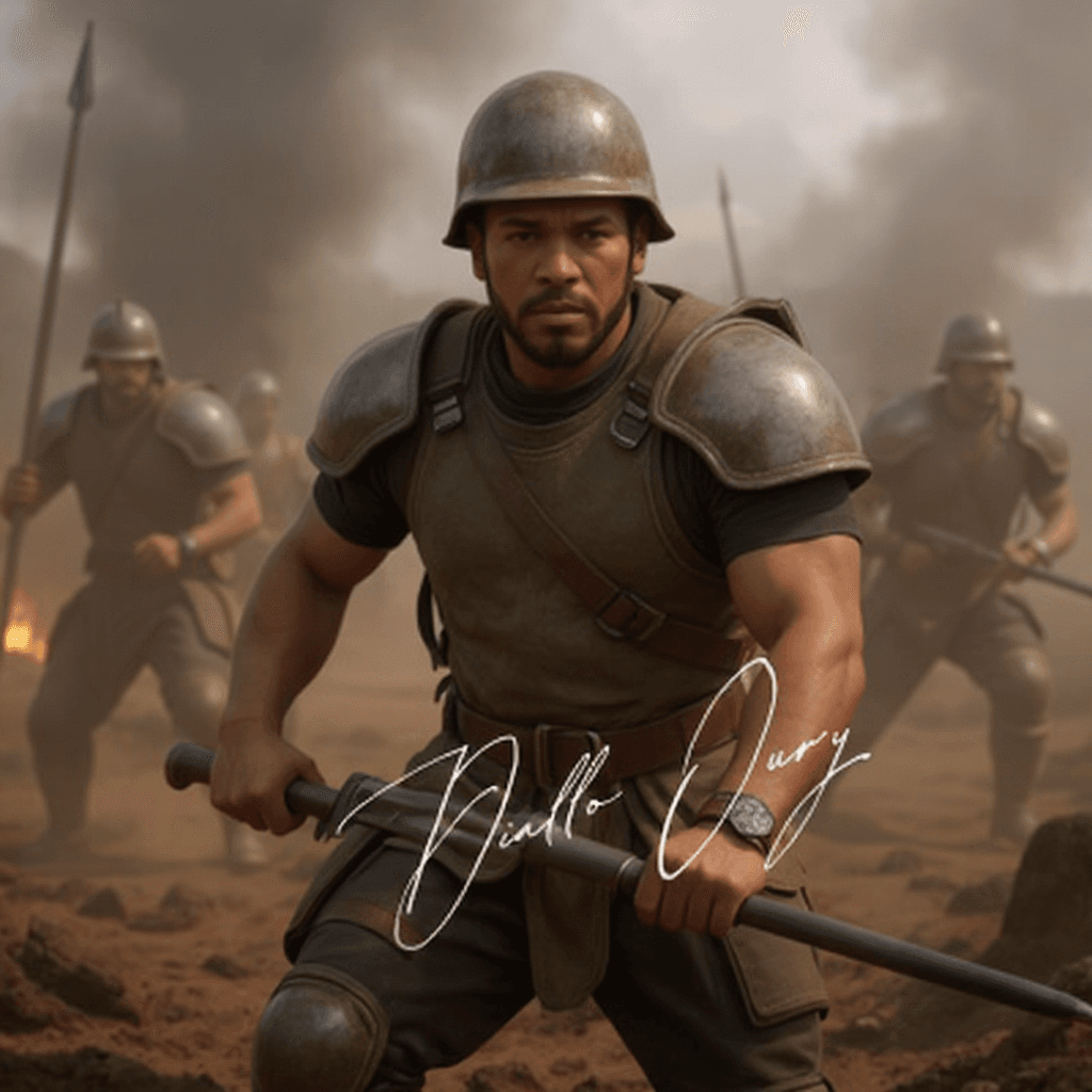 AI generated: image mode guerrier dans un champ de bataille