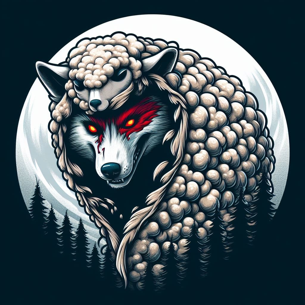 AI generated: Wolf im Schafspelz