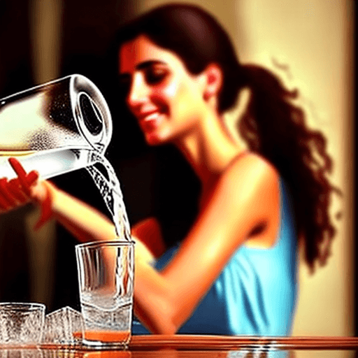 AI generated: friendly Greek girl pouring water into an empty glass.
style: romantic