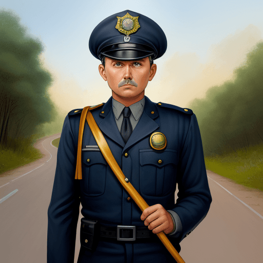 AI generated: road policeman officer