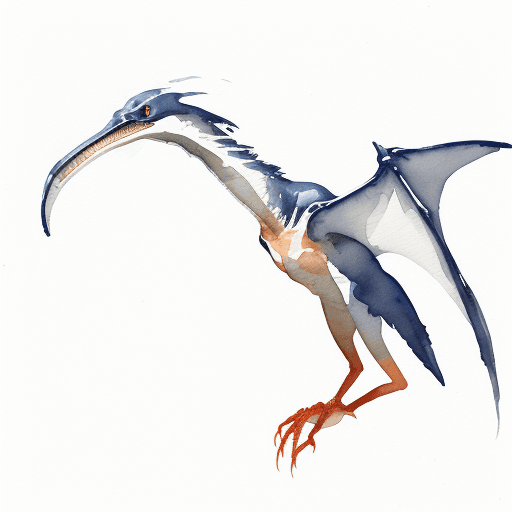 AI generated: Pterodactyl, Abstract  Watercolor Painting, white background