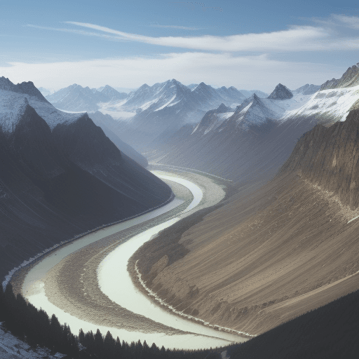 AI generated: a lot of mountain above wide river