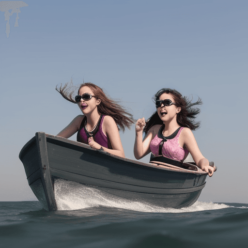AI generated: Two girls in the boat high girls both g breats