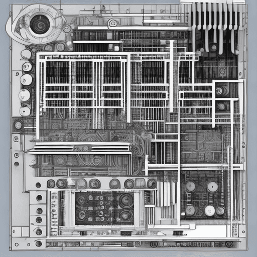 AI generated: roduce a detailed technical illustration of a modular synthesizer, showcasing a cutaway design that ...