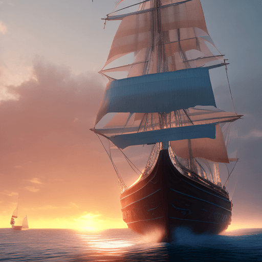 AI generated: Photo of a ultra realistic sailing ship, dramatic light, pale sunrise, cinematic lighting, battered,...