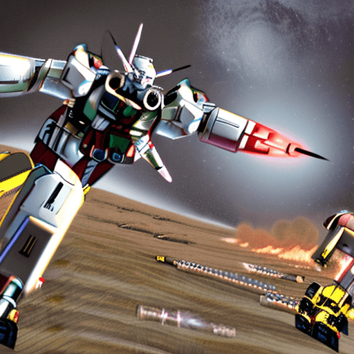 AI generated: Gundam with experimental gear in the middle of combat with enemy mobile suits in a colony debris fie...