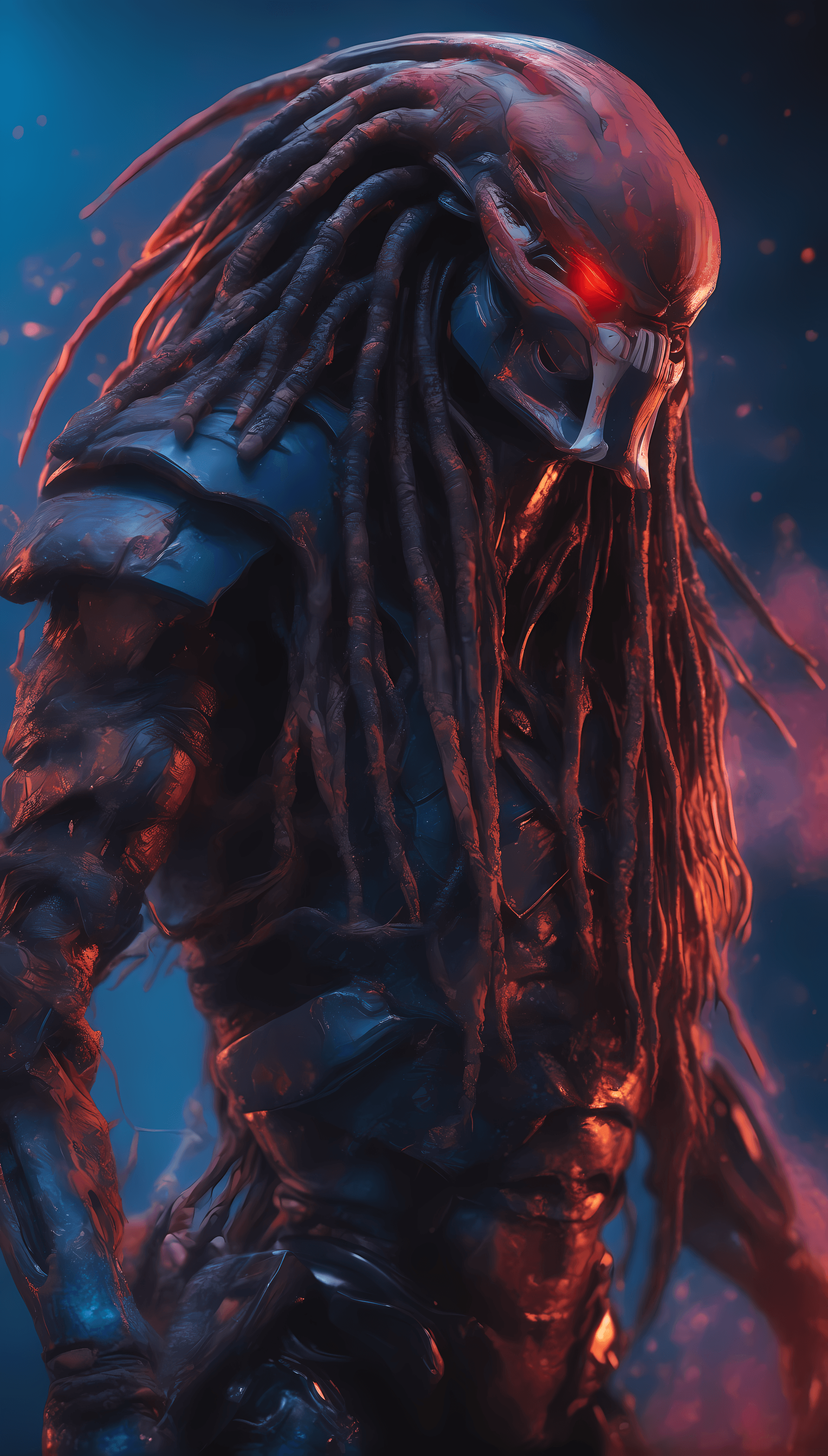 AI generated: The Predator from the movie The Predator mixed with the Elden Ring Characters by_Brandon_Woelfel, ((...