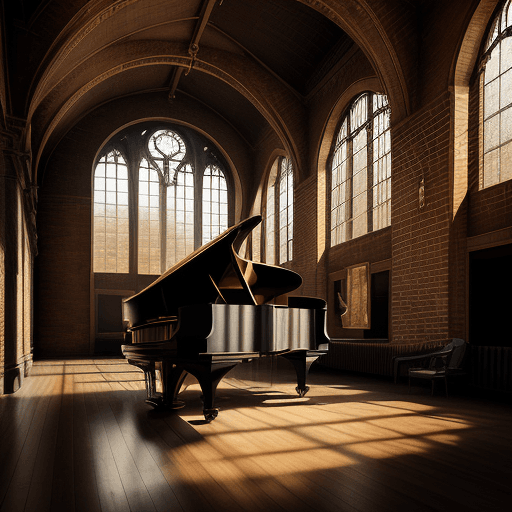 AI generated: haunted train station, brick walls,   large oval windows, high vaulted ceiling, gold tones, ultra re...