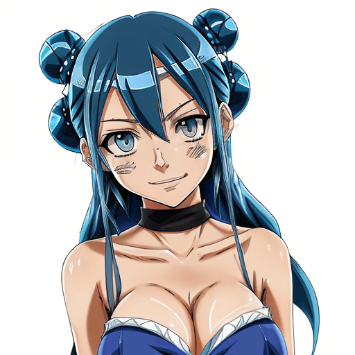 AI generated:  juvia from fairy tail drawn in shadbase style face drawn correctly