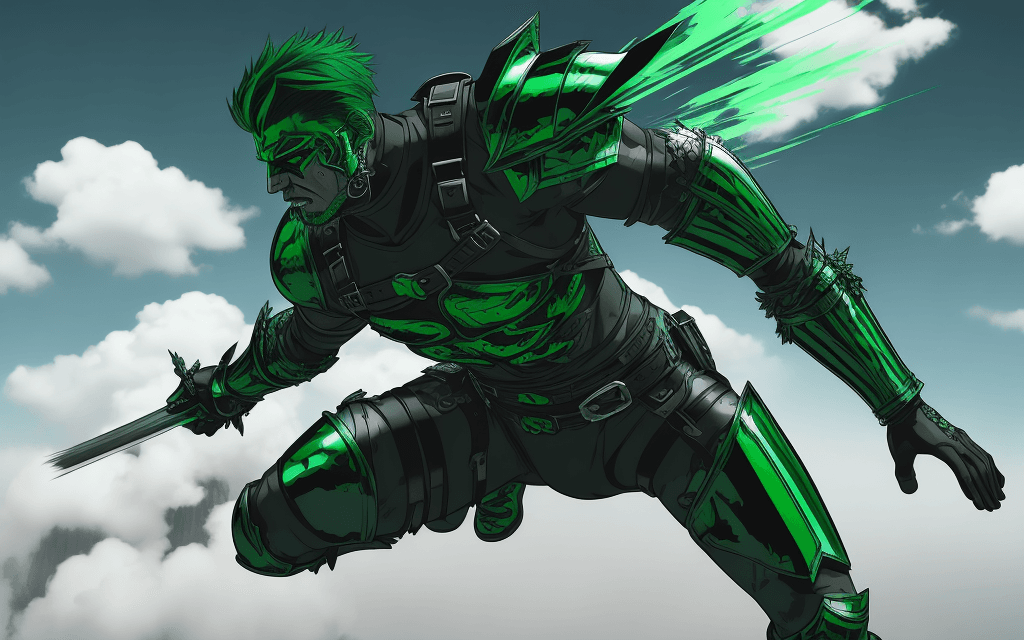 AI generated: a brutal man warrior falling off a cloud, a cartoon, pixiv, neo-dada, screen capture, homicide, harn...