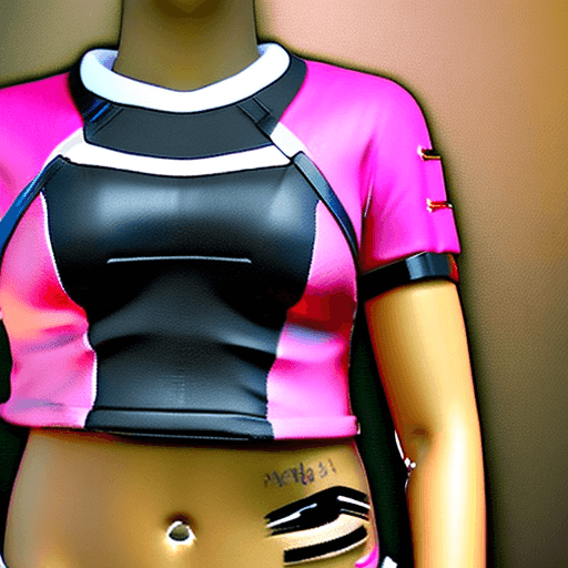 AI generated: Sakura Haruno, naruto shippuden. Make it like cyberpunk2077 with cyber implant . Stretch top, stretc...
