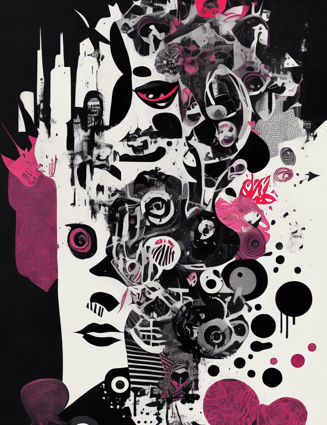 AI generated: Unapologetic, Perfectcore, bizarre, freaky graphic poster, lust, futuristic, strong graphic, line, B...