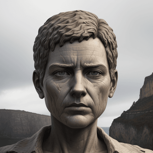AI generated: cliff art statue, in the style of hyper-detailed realistic portraits, detailed facial features of a ...