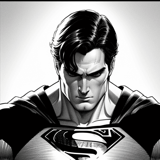 AI generated: drawing,  silhouette of Superman, in the style of comic book-inspired, realistic hyper-detail, princ...