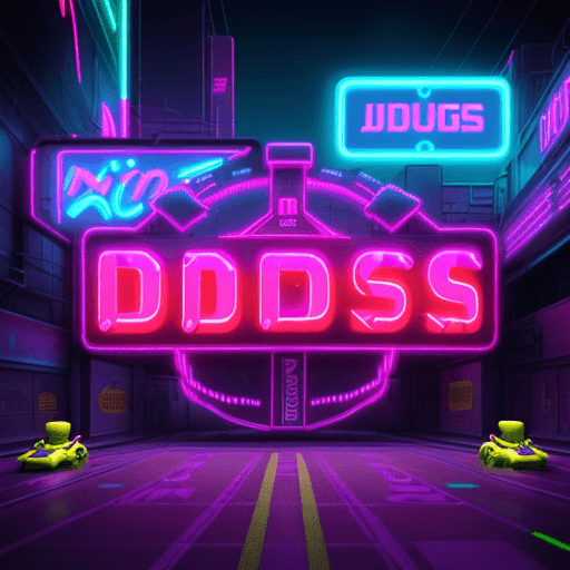 AI generated: "neon images of a neon lit sign with the text 'DJPODS' and a neon lit GIANT Life Like MARIO KART abs...