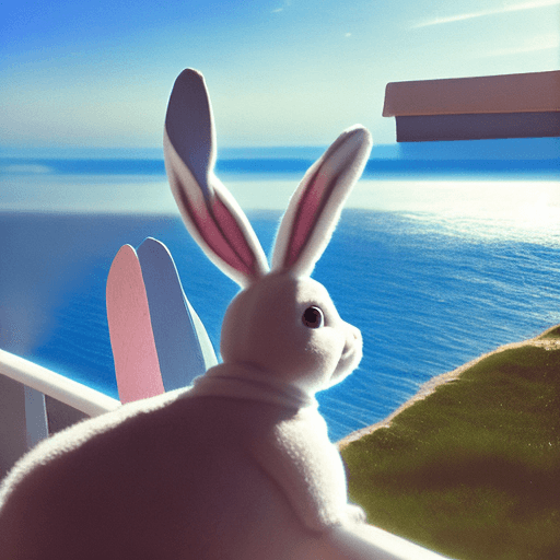 AI generated: overlooking the ocean, daylight, indirect lighting, bunny ears