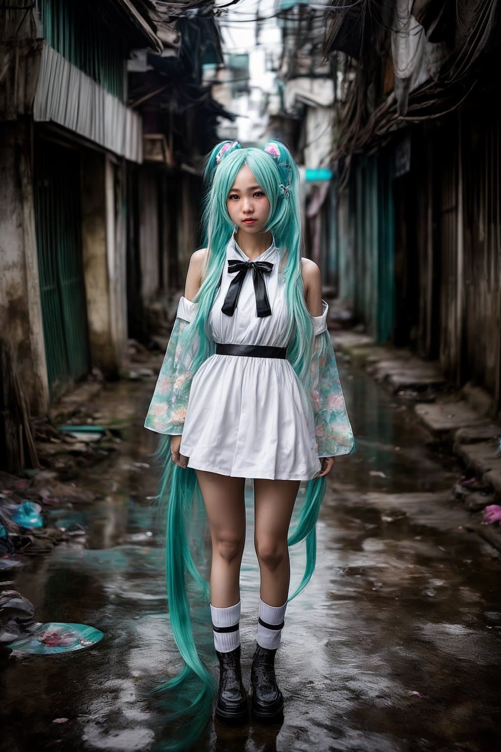 AI generated: award winning professional outdoor cosplay photography, the cutest girl is wearing an authentic cosp...