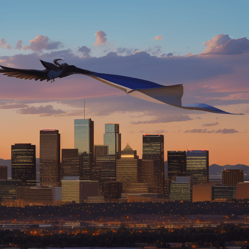 AI generated: Denver skyline with flying monkeys