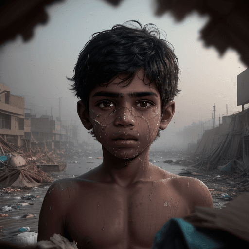 AI generated: 8k uhd, dusty particles depth of field, detailed BREAK young indian boy whose face is centered in th...