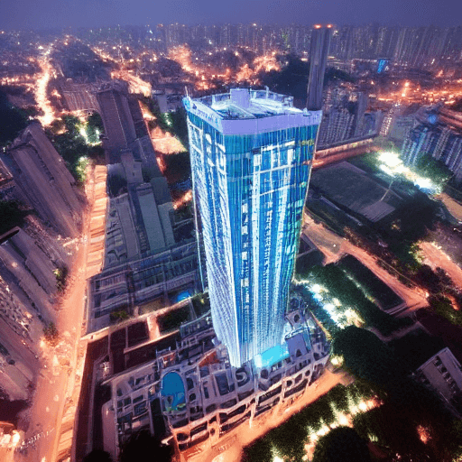 AI generated: ROOFTOP GUANGZHOU NITE SKYSCRAPER 