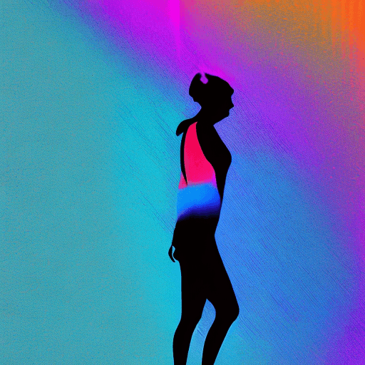 AI generated: the shadow of a woman blending into a neon blue background, abstract, neon colors, futuristic 