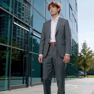 AI generated video: 
19h
elegant man fashion model captured putting one foot forward firmlyover camera, shot from dire...