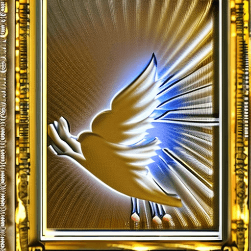 AI generated: A divine and ethereal depiction of the Holy Spirit, illuminated in warm golden tones, resembling an ...