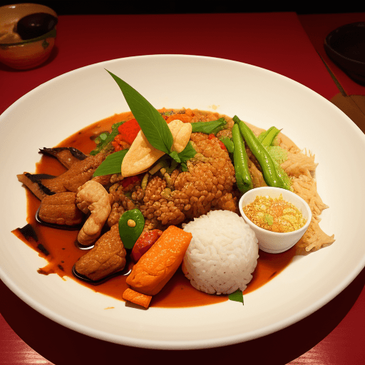 AI generated: Beautiful Thai meal for so hungry woman