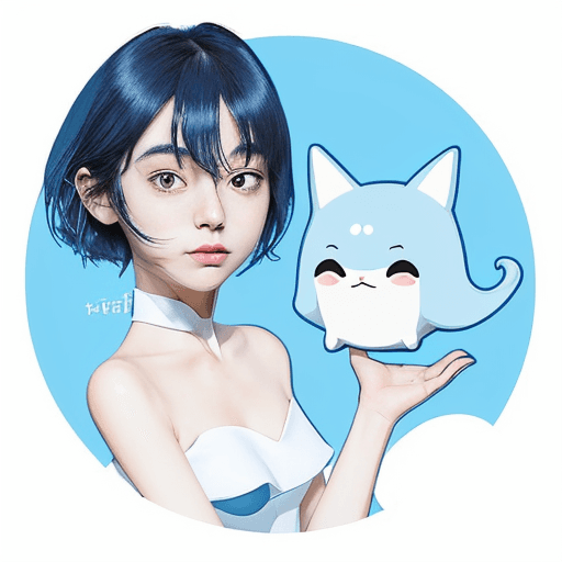 AI generated: Create a flat design and whimsical blue line art illustration of a cartoon character is suitable for...