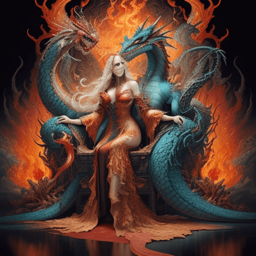 AI generated: Create a hyper-maximalist, detailed cinematic painting that blends the themes of fire and water, fea...