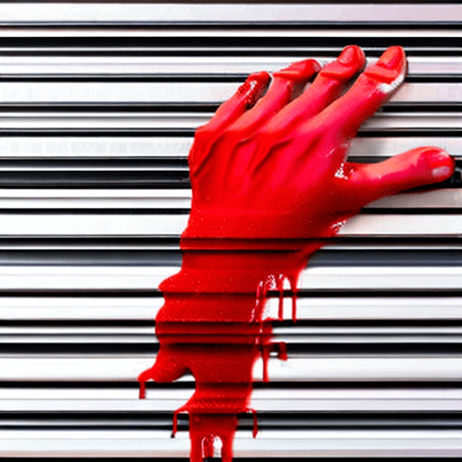 AI generated: dripping red paint across the shape of a female human, realistic , high detail, on a white backgroun...