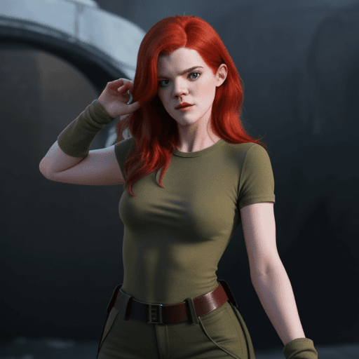 AI generated: Rose Leslie dressed as Kim Possible.