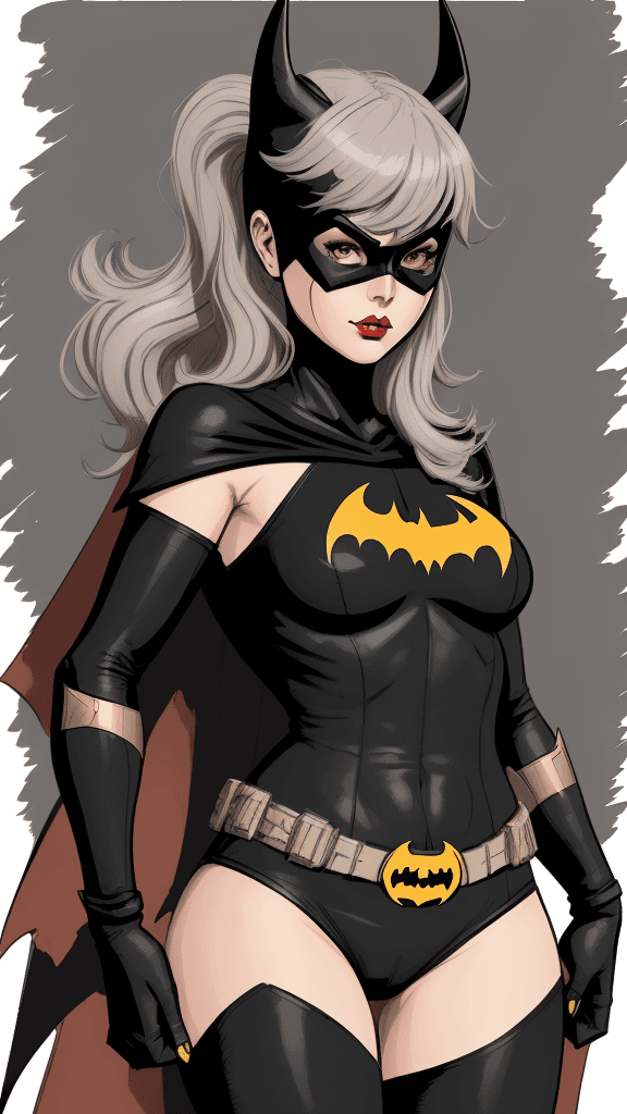 AI generated: a drawing of a batgirl, in the style of adventure pulp, dark white and bronze, mottled, yup'ik art, ...