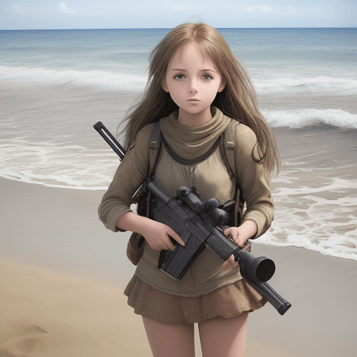 AI generated: 
 girl  on Beach realistic picture ar 16:9