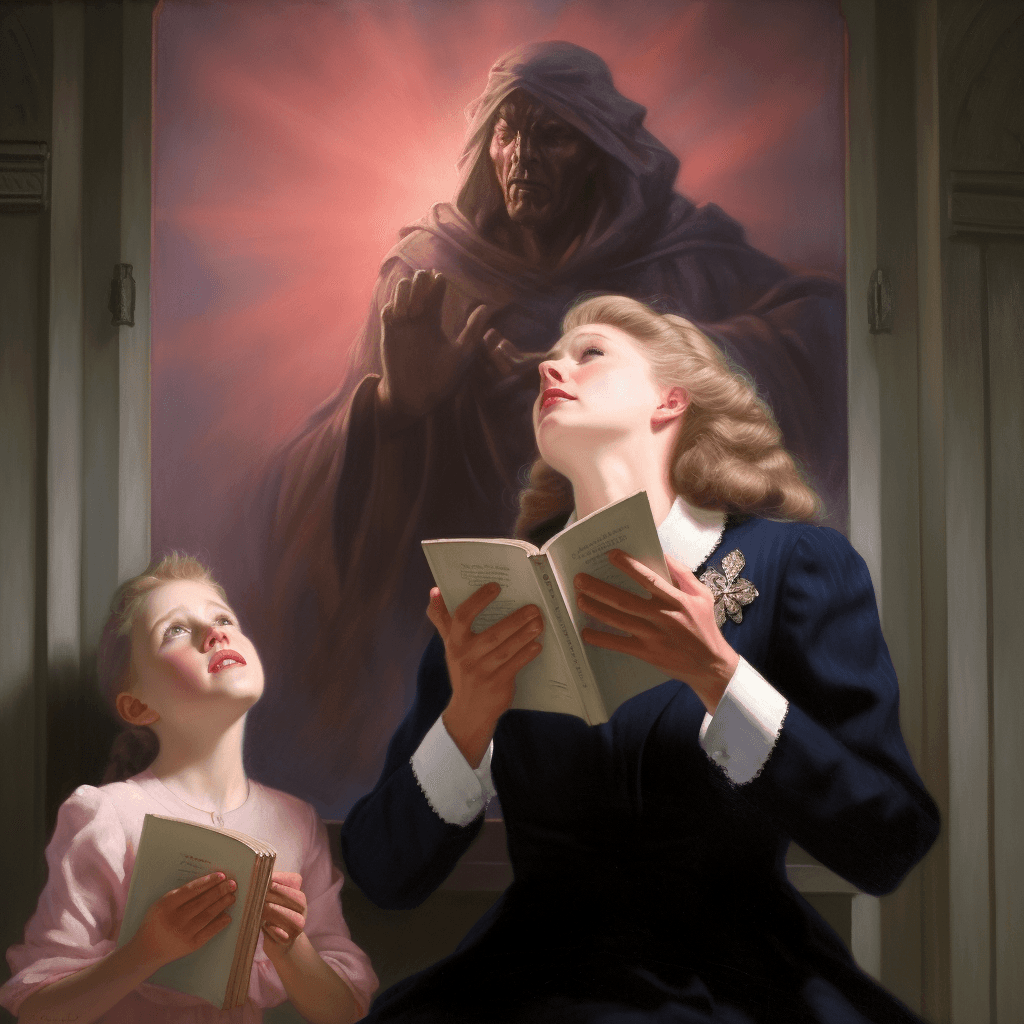AI generated: woman prays to a false god