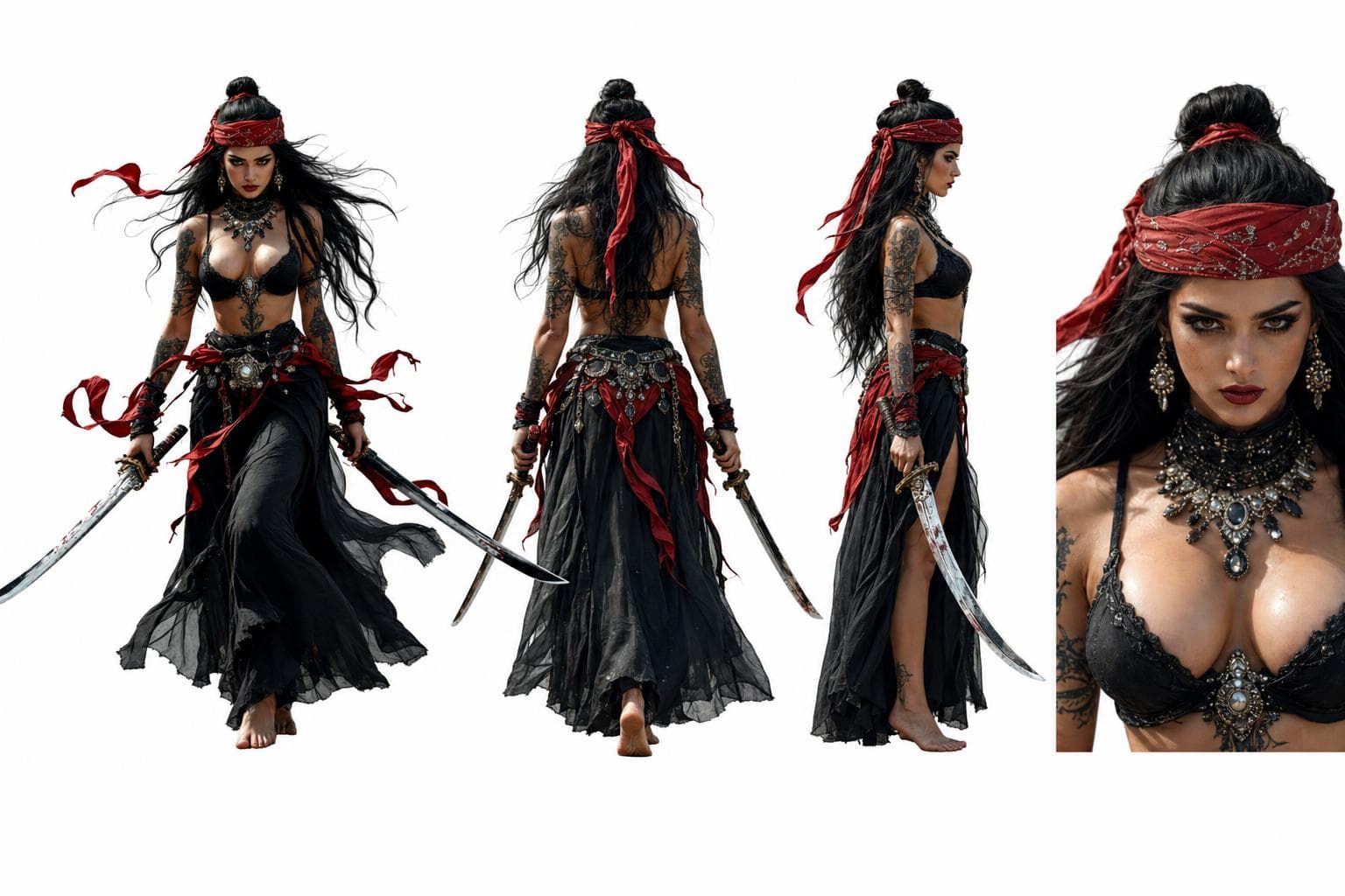 AI generated: make @image1 Character sheet,front,back,and profile. Photorealistic,on a white background. also put ...