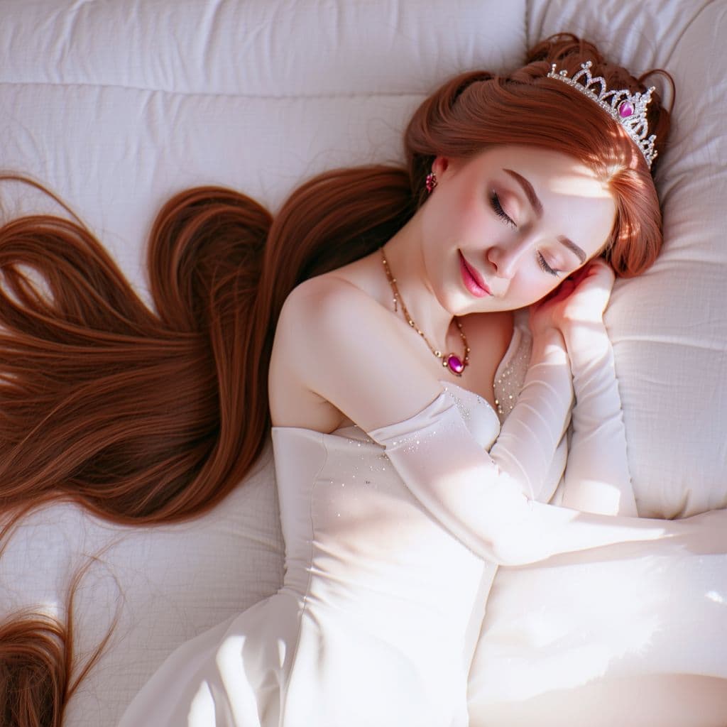 AI generated: Sleeping beauty, top view, full body , realistic