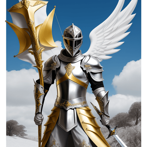 AI generated: arcángel miguel con armadura dorada y espada  