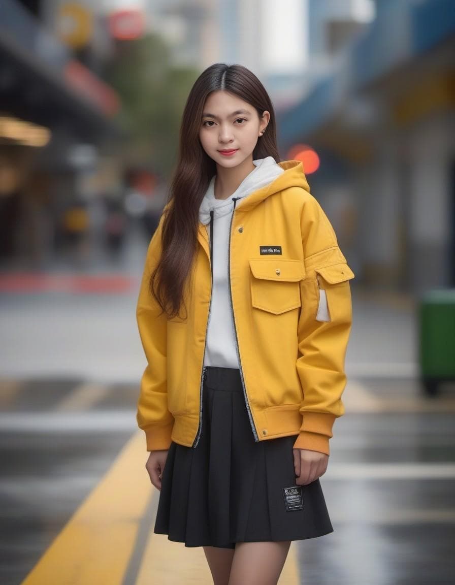 AI generated: photography, 28 woman, pro model, natural pose moment, wearing small text logo with garment dyeing t...
