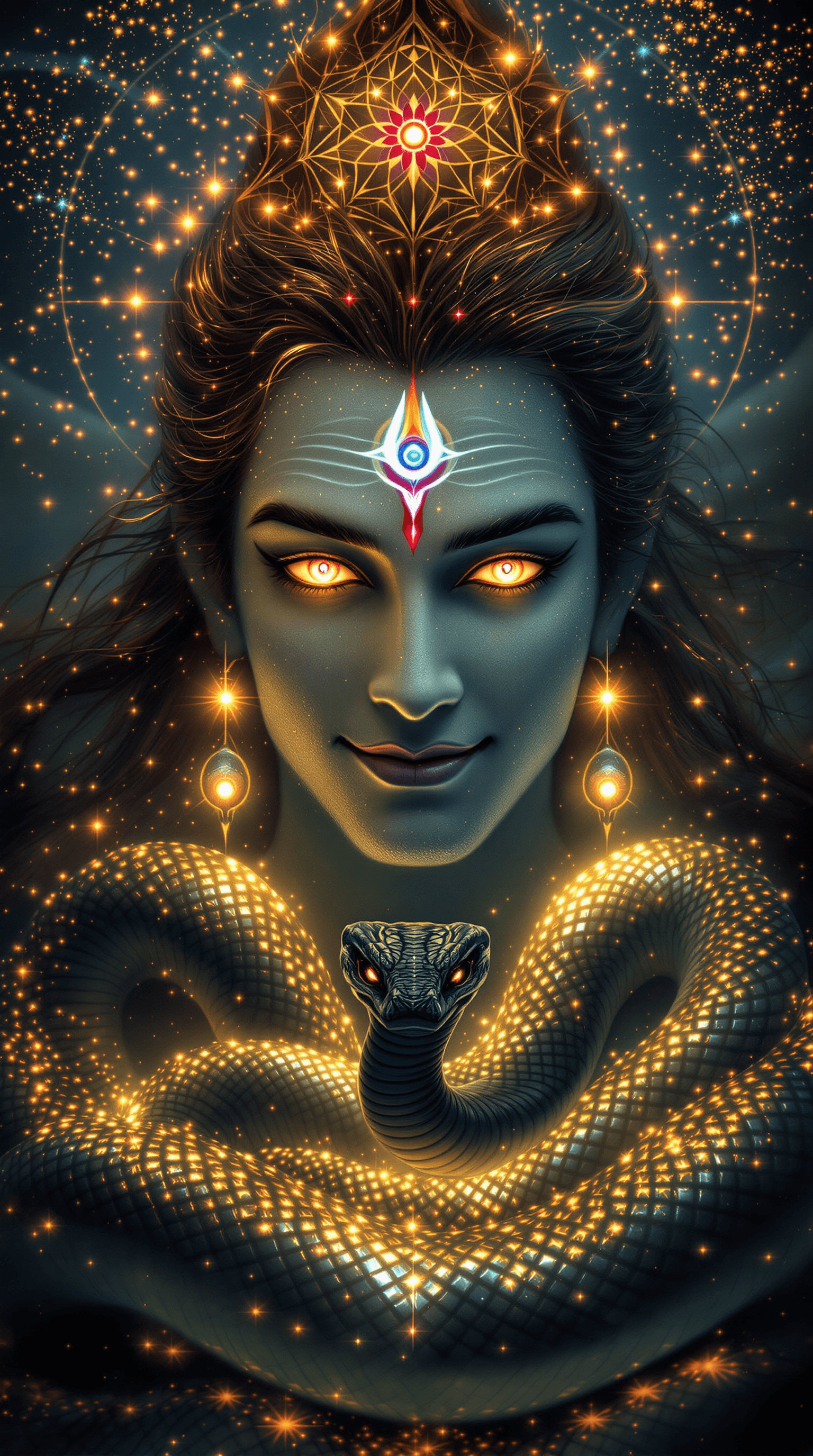 AI generated: Create an **8K UHD** hyper-detailed underwater macro view of **Lord Shiva** with his **actual facial...