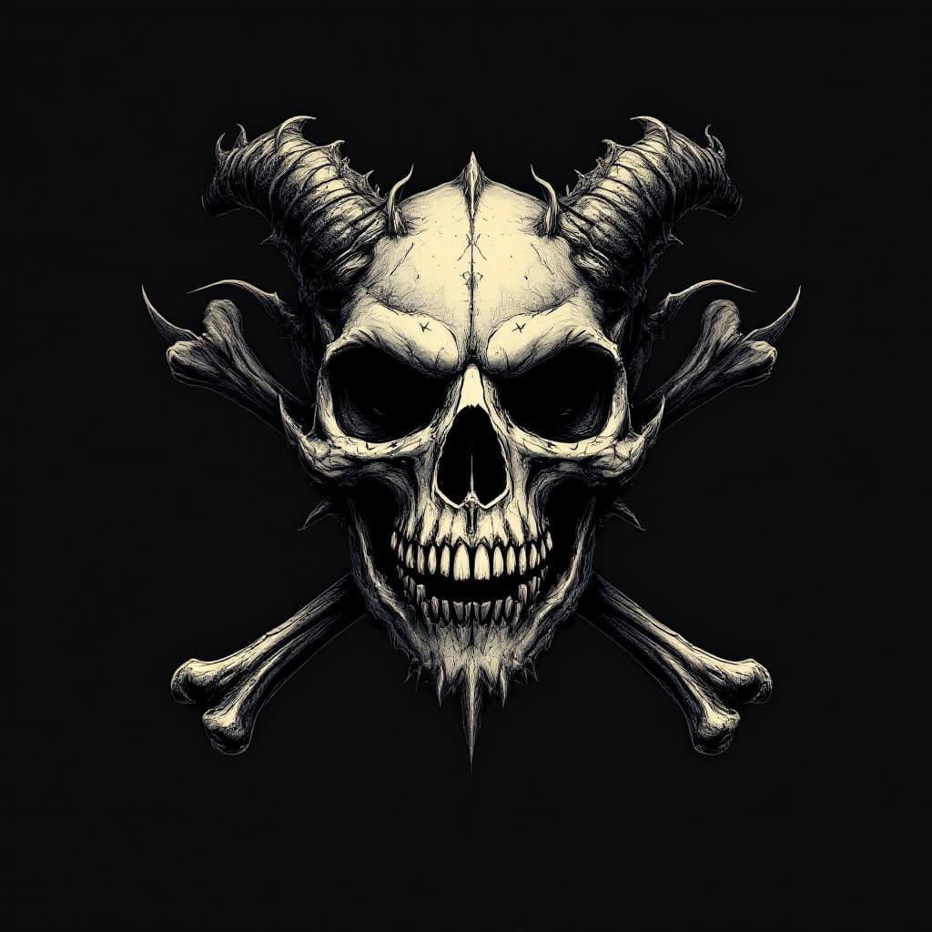 AI generated: generate a unique image, dragon skull, and crossbones