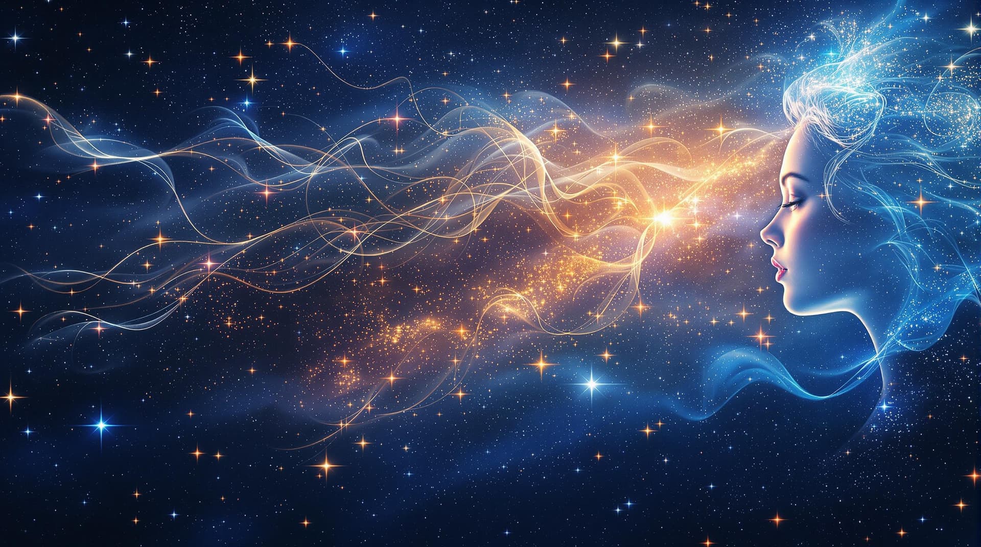 AI generated:  This digital artwork features a celestial zodiactheme with  ethereal female figures emerging from a...