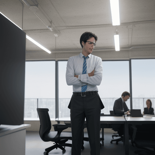 AI generated: Startup founder without suit choosing between boring and predictable corporate investment and Ventur...